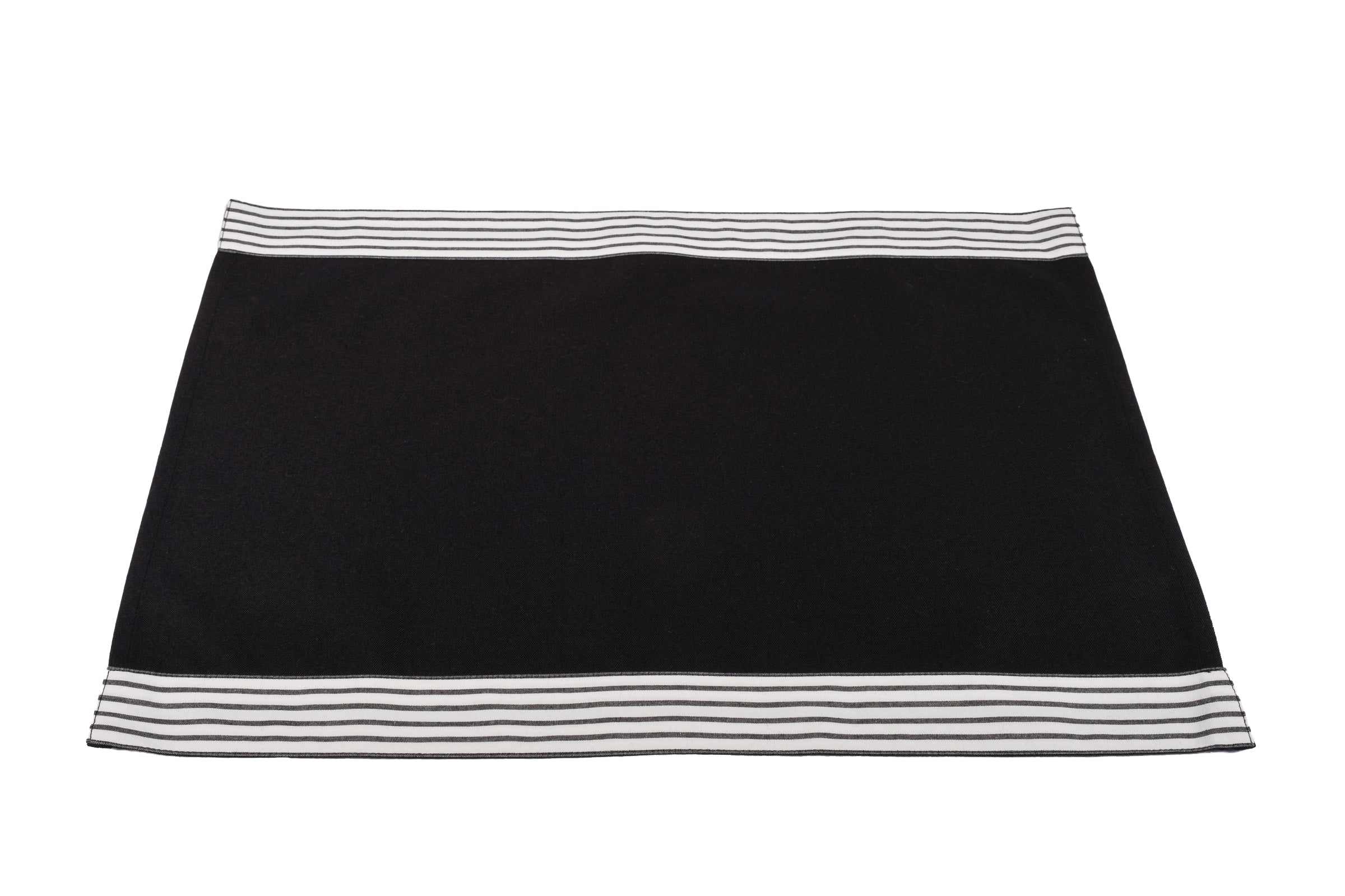 Black Placemats With Top & Bottom Stripes, Set of 4