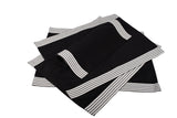 Black Placemats With Top & Bottom Stripes, Set of 4