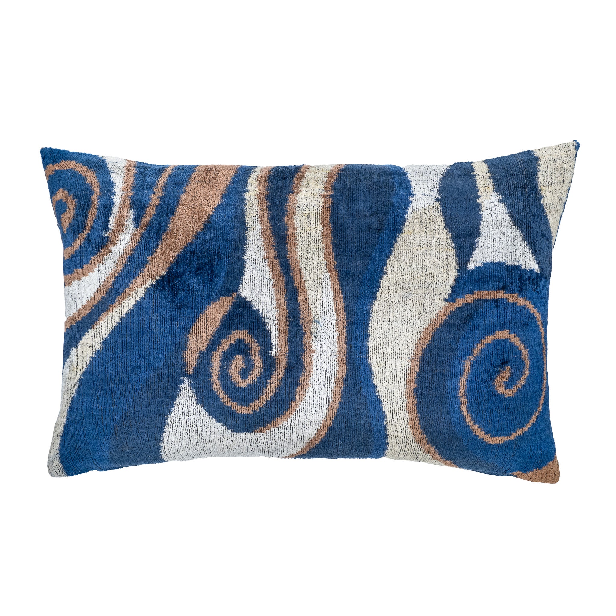 Chouchou Touch Blue Sky Silk Velvet Ikat Throw Pillow Cover 16 X 24