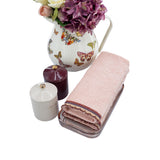 Blush Guest Towels With  Embroidered Borders, Set of 2