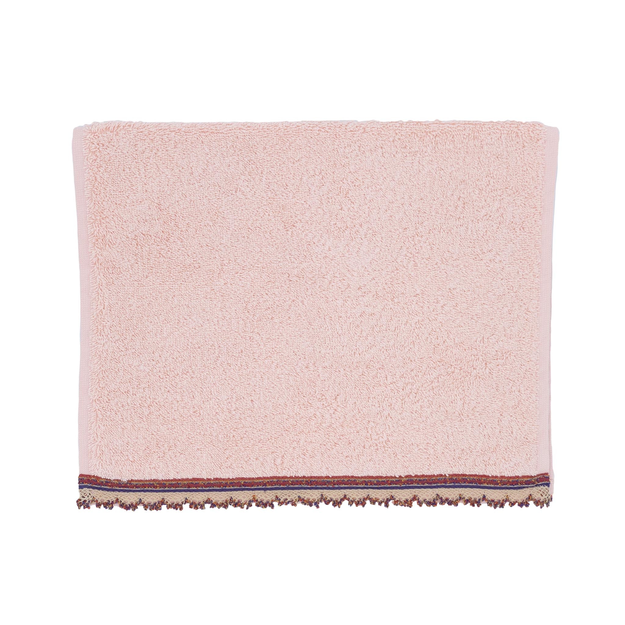 Blush Guest Towels With  Embroidered Borders, Set of 2