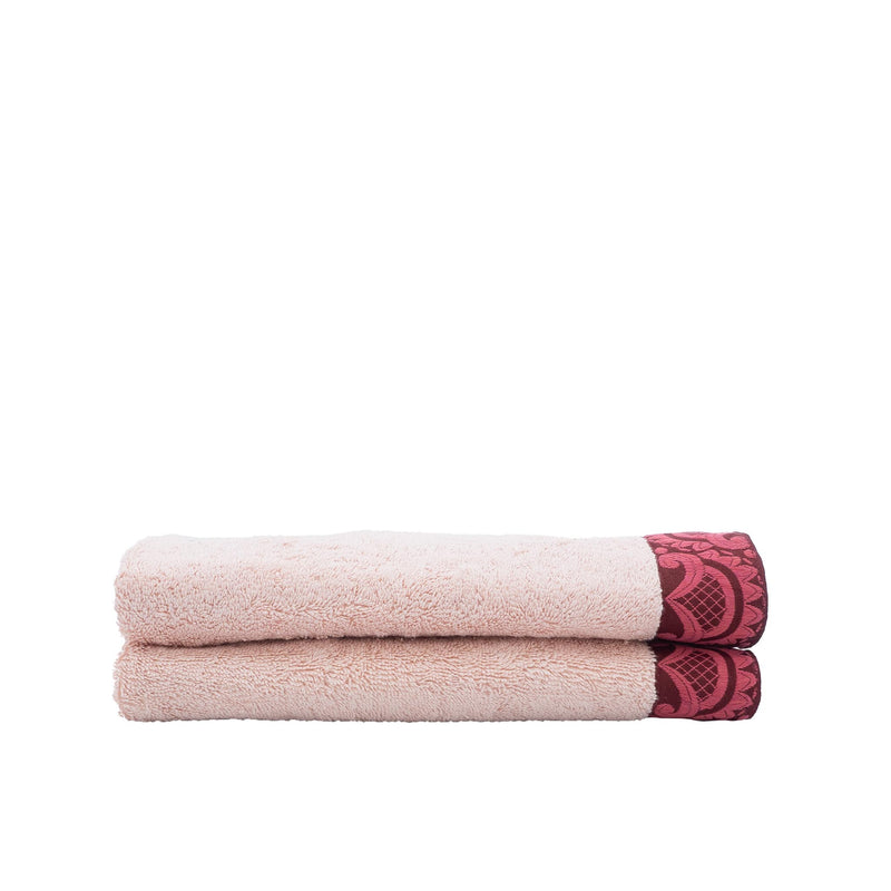 Blush Guest Towels With Floral French Borders Set of 2