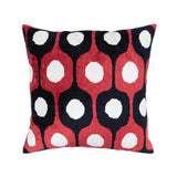Bolero Red Silk Velvet Ikat Pillow, 20" X 20"