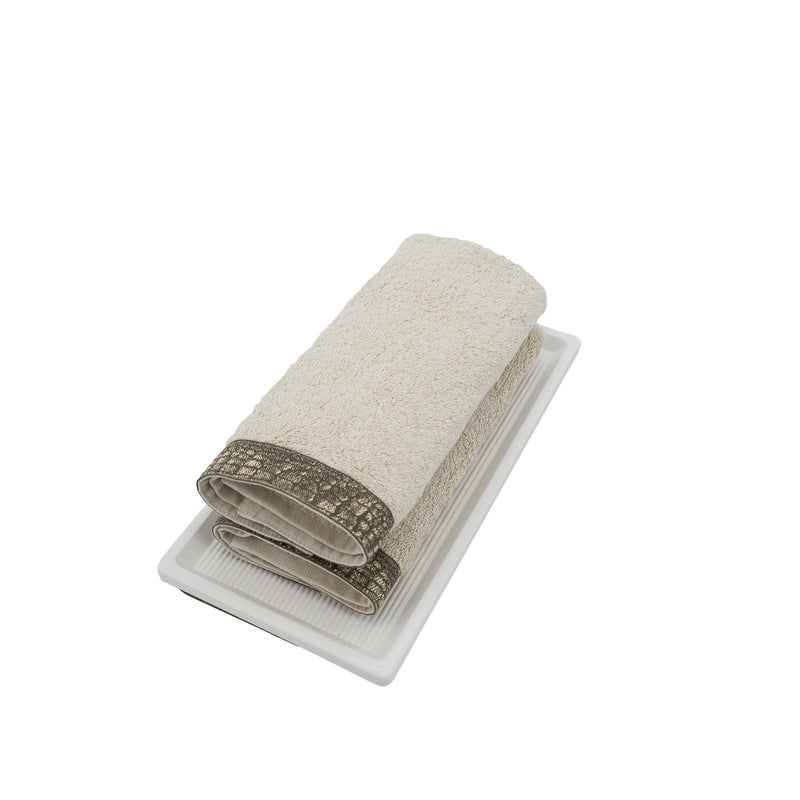 Camel Guest Towels With French Borders, Set of 2