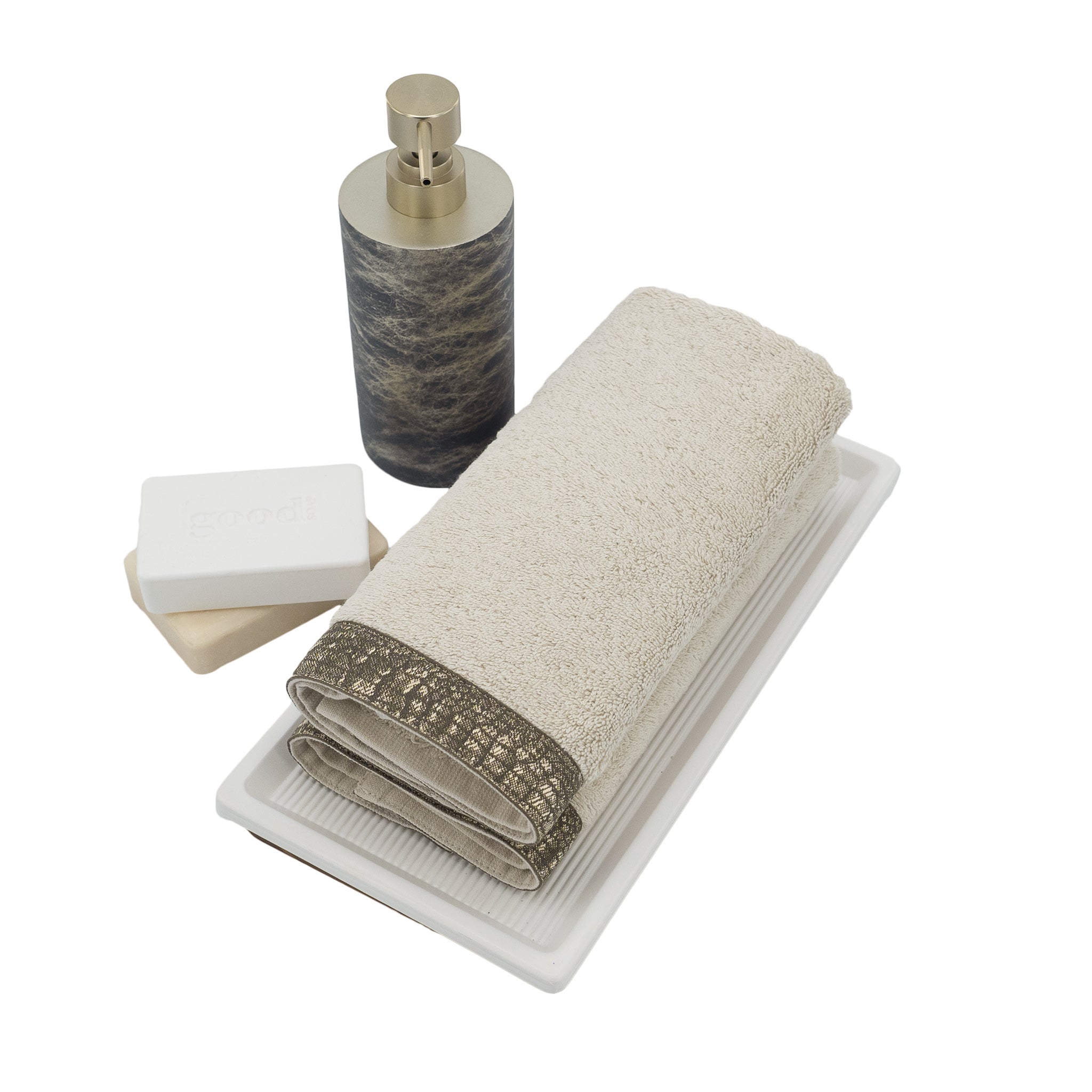 Camel Guest Towels With French Borders, Set of 2