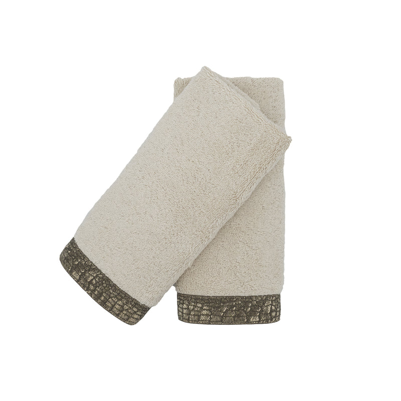 Camel Guest Towels With French Borders, Set of 2