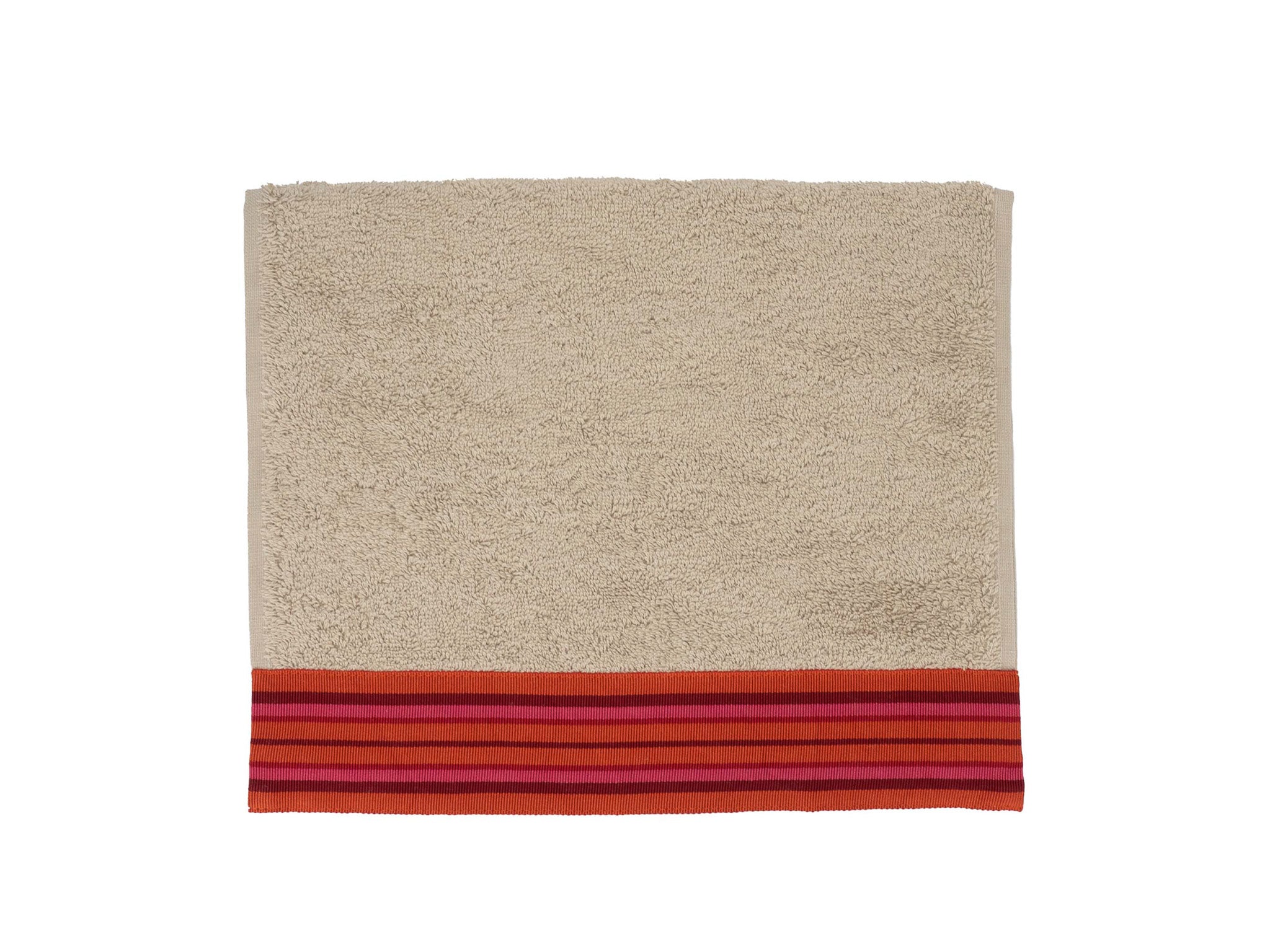 Camel Towels With Red Borders, Set of 2