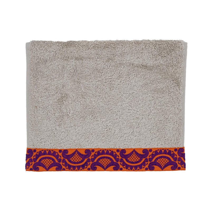 Camel Guest Towels With Floral Borders Set of 2