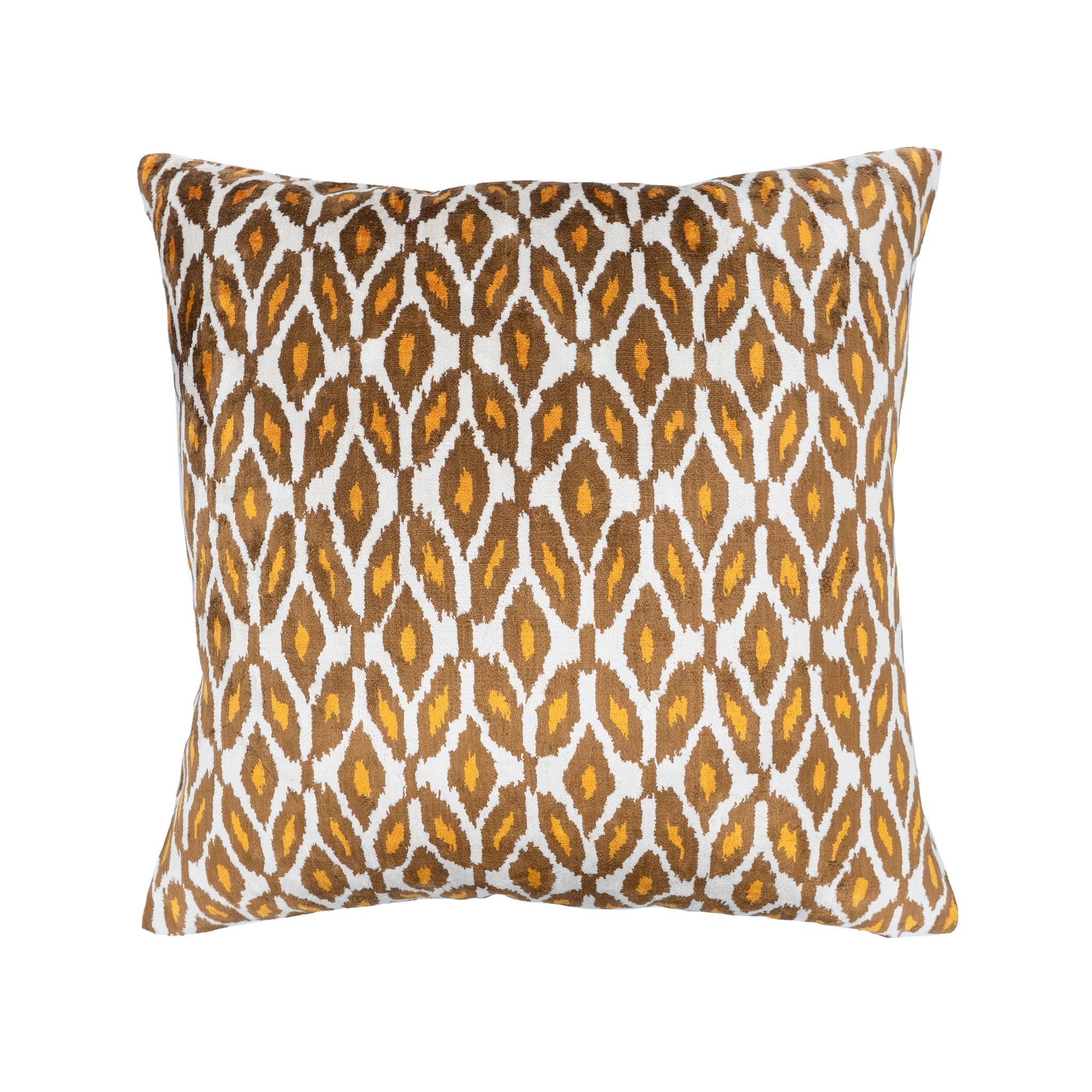 Cerval Silk Velvet Ikat Pillow, 20" X 20"