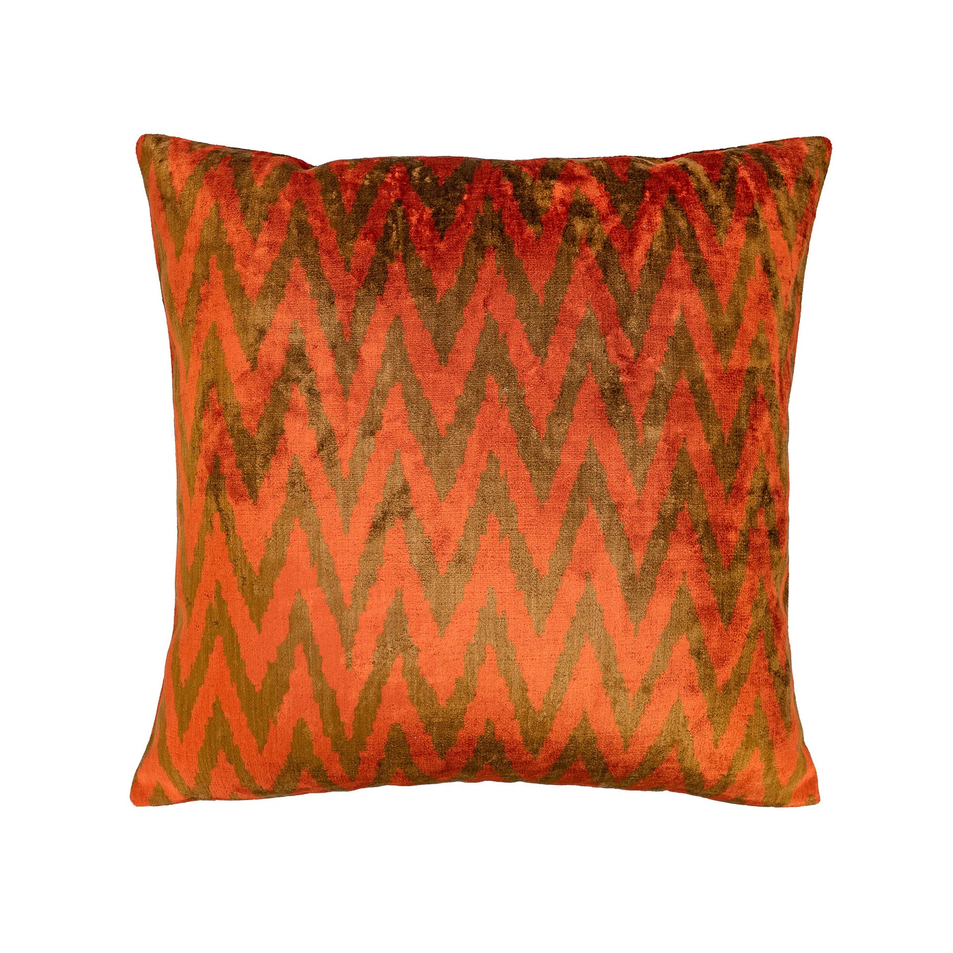 Chevron Silk Velvet Ikat Pillow, 20" X 20"