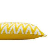 Chevron Yellow Silk Velvet Ikat Pillow, 16" X 24"