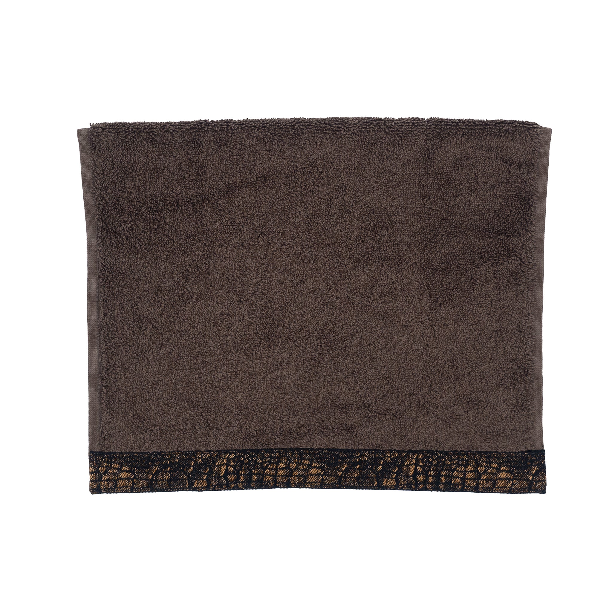 Chocolate Guest Towels With Crocodile Borders, Set of 2