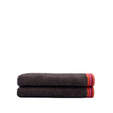 Chocolate Guest Towels With Red Lines Set of 2