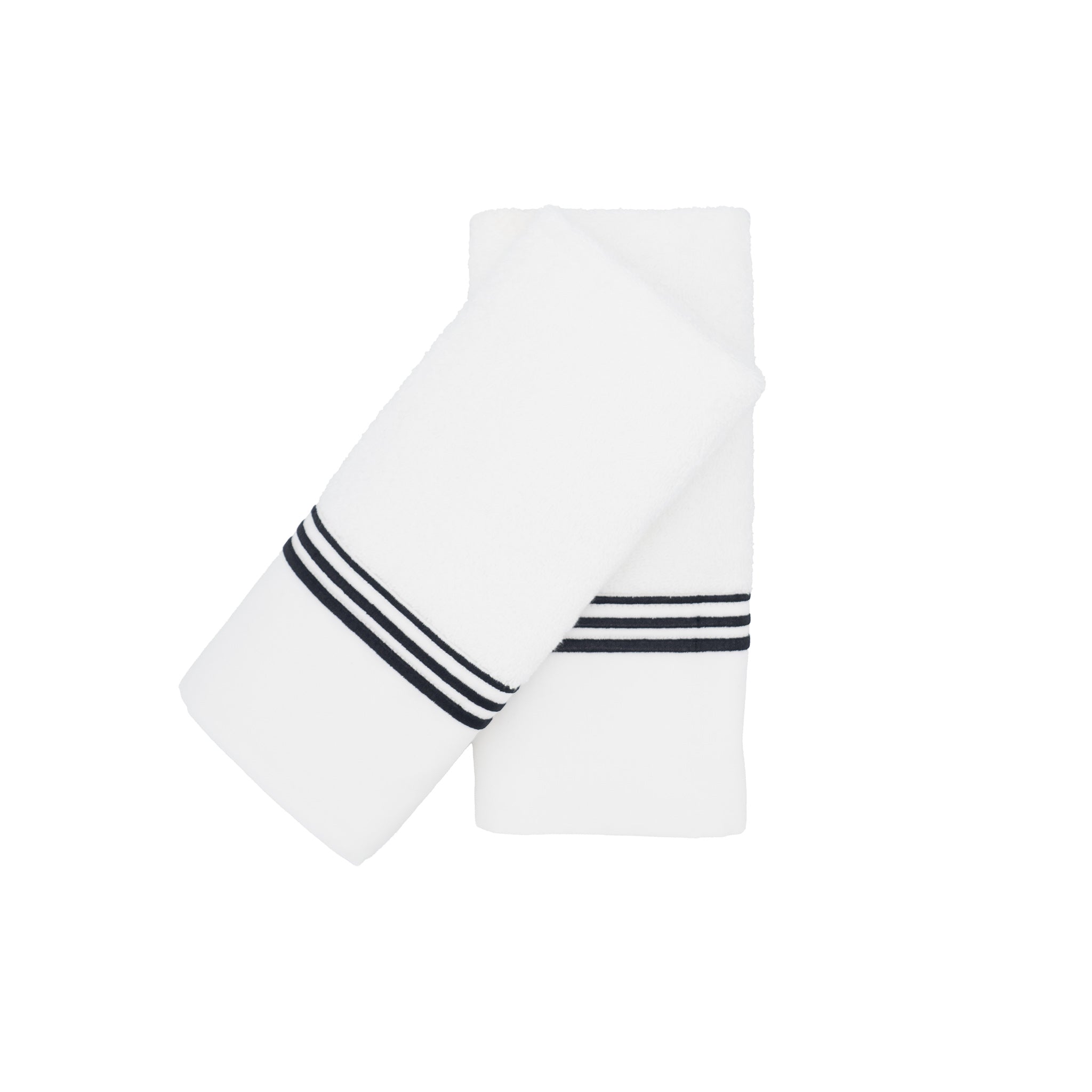 Guest Towels With Black Stripe French Borders, Set of 2