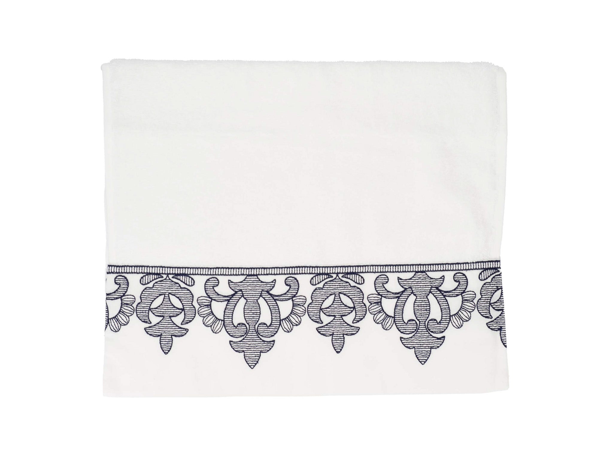 White Guest Towels Fleur de Lis French Border, Set of 2