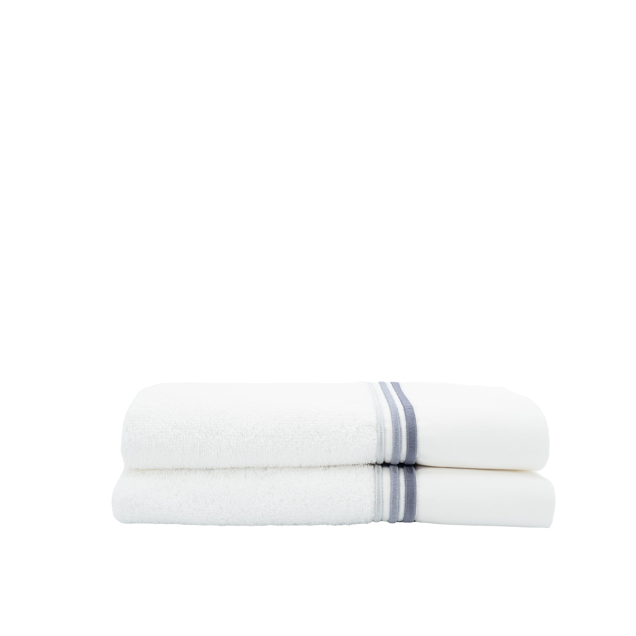 Guest Towels With Gray Stripe French Borders Set of 2