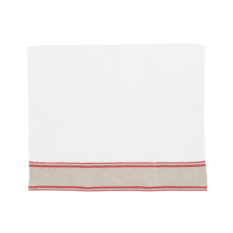 Guest Towels With Red Chain Linen Borders, Set of 2