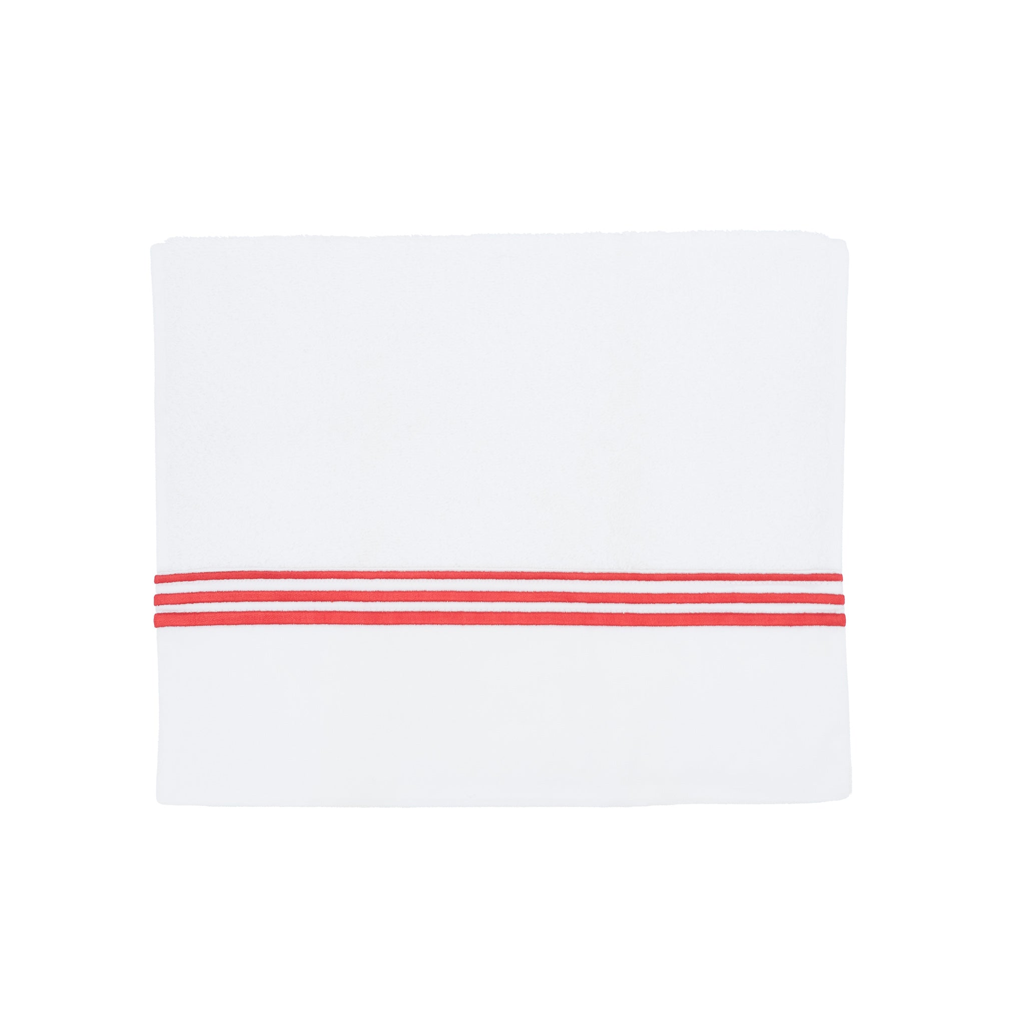 Guest Towels With Red Stripe French Borders, Set of 2