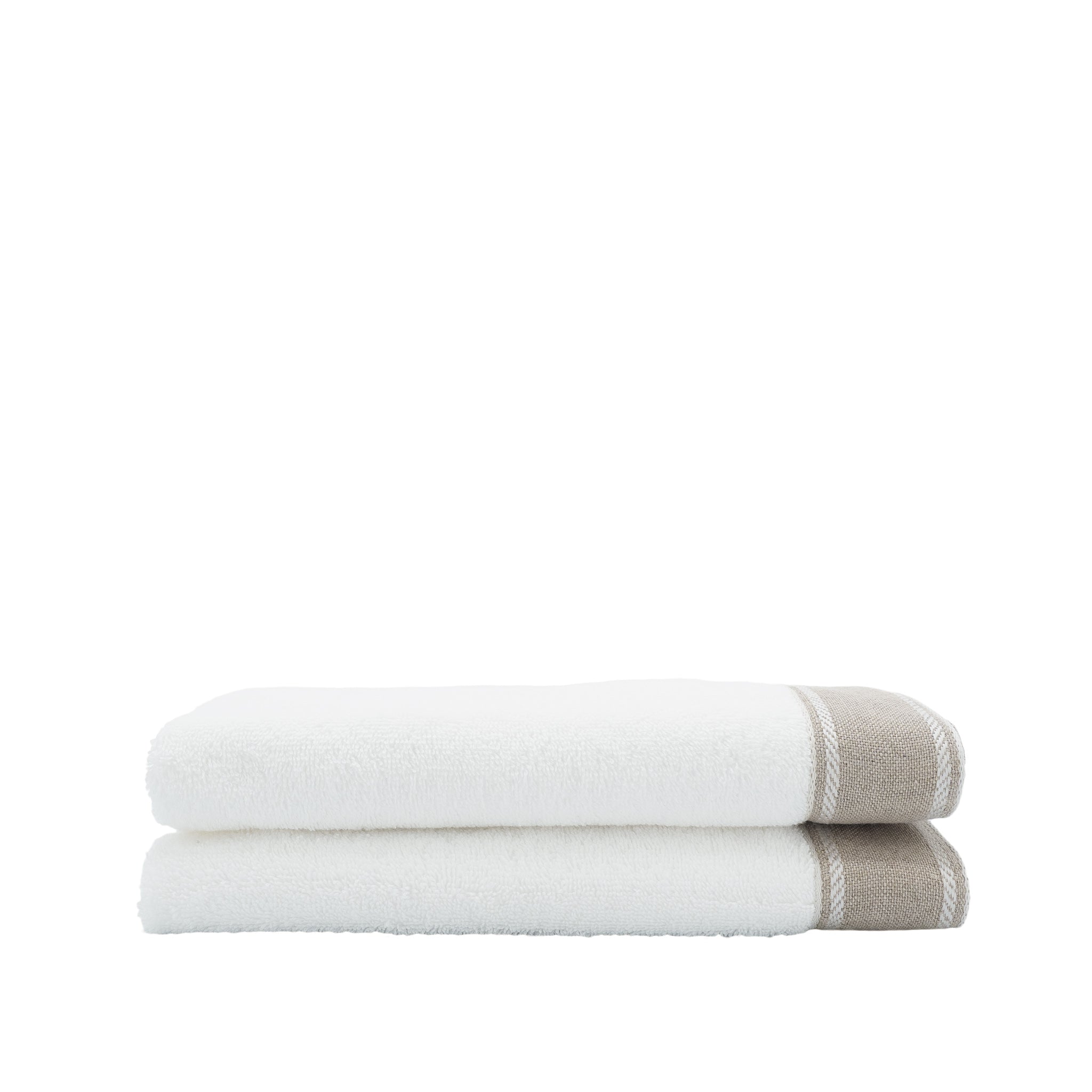 Guest Towels With White Chain Linen Borders, Set of 2