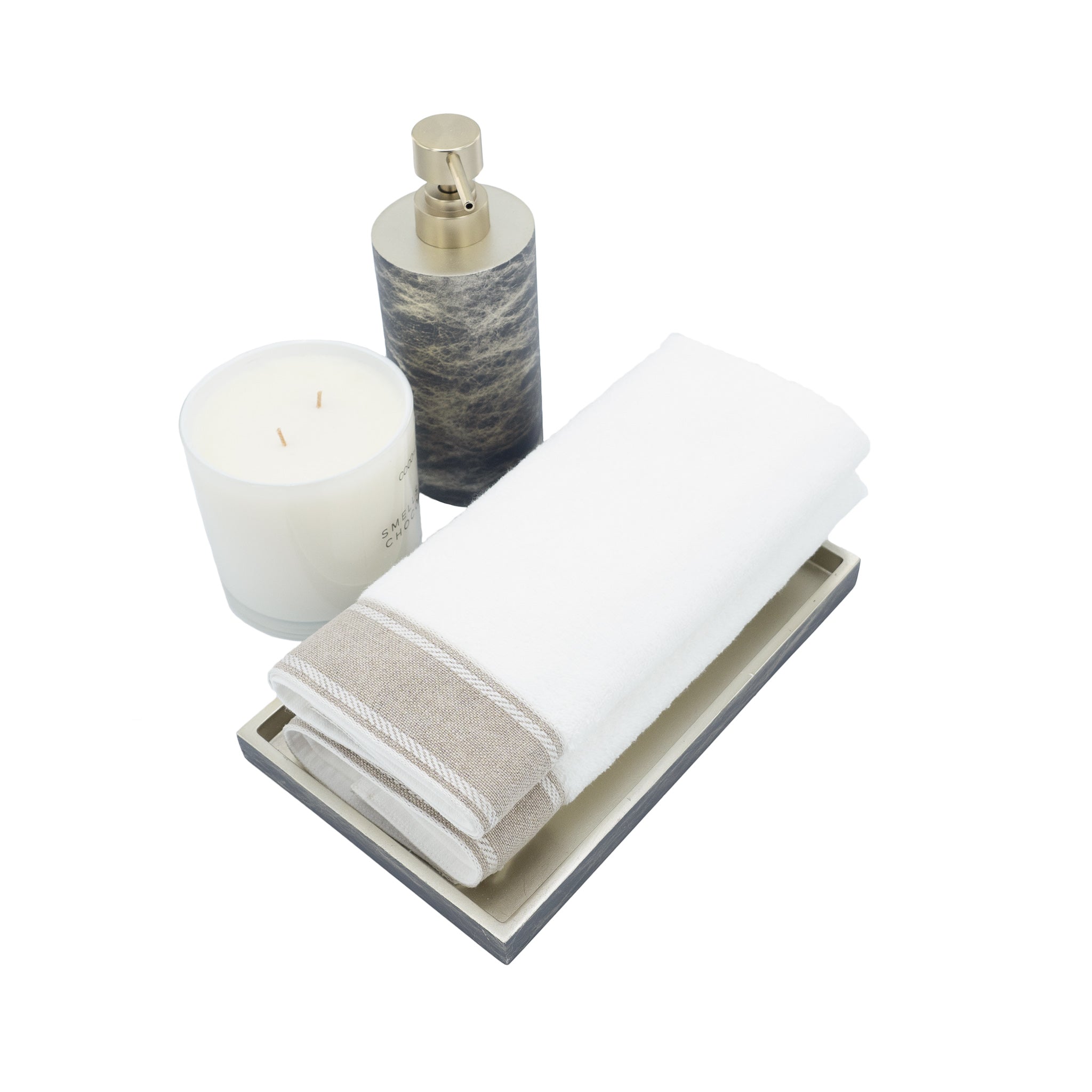 Guest Towels With White Chain Linen Borders, Set of 2