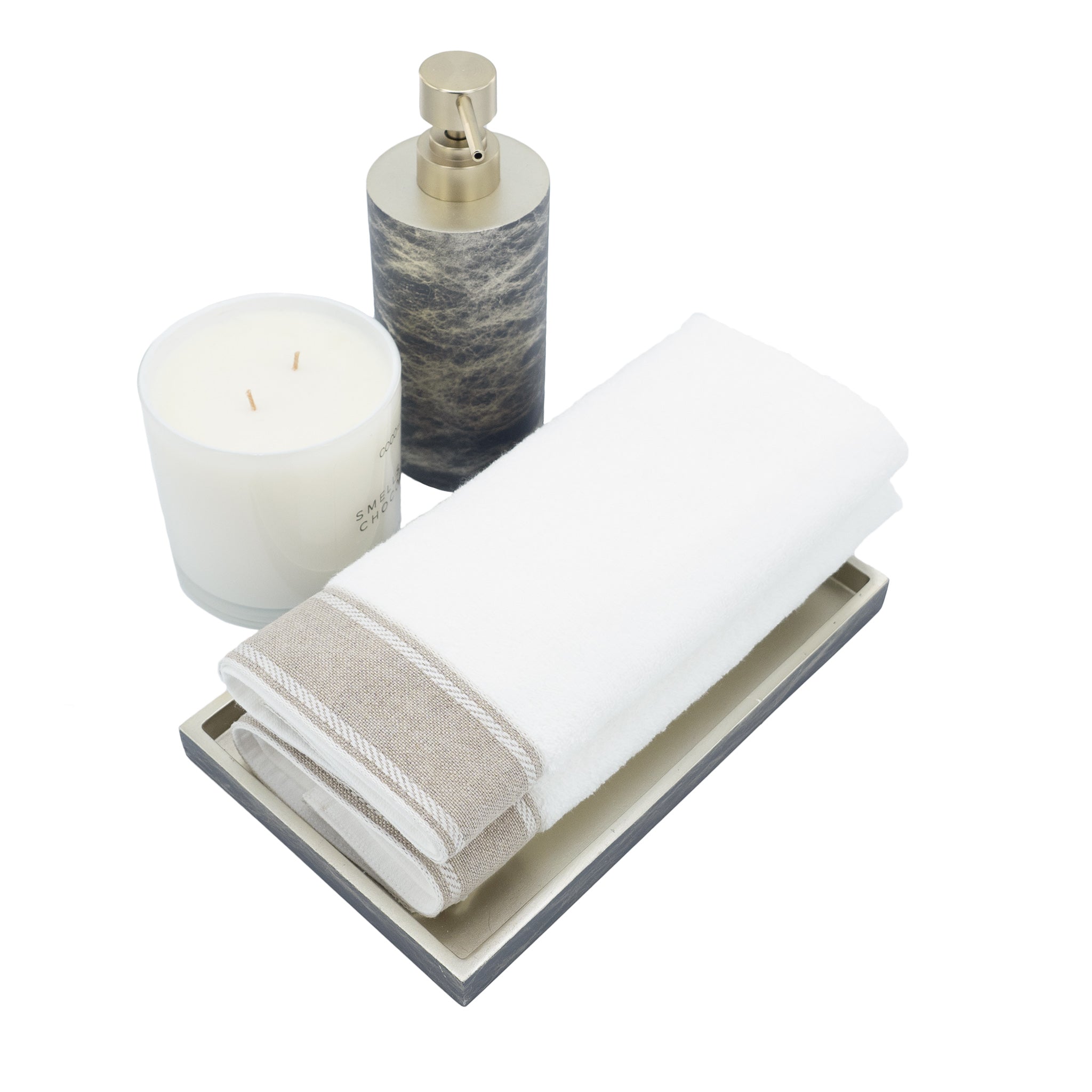 Guest Towels With White Chain Linen Borders, Set of 2