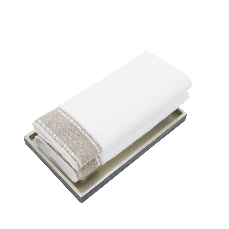 Guest Towels With White Chain Linen Borders, Set of 2