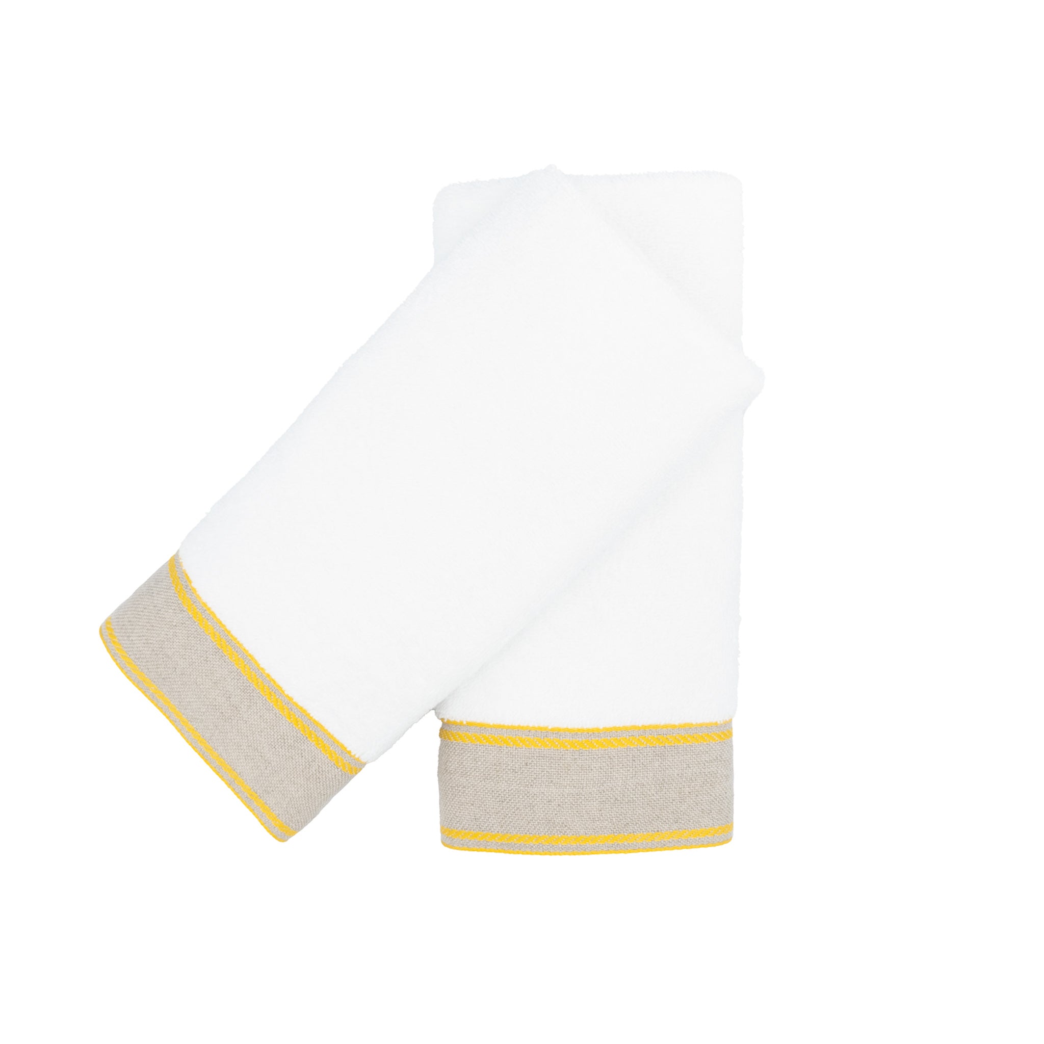 Guest Towels With Yellow Chain Linen Borders Set of 2