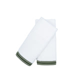 Guest Towels With Green Borders, Set of 2