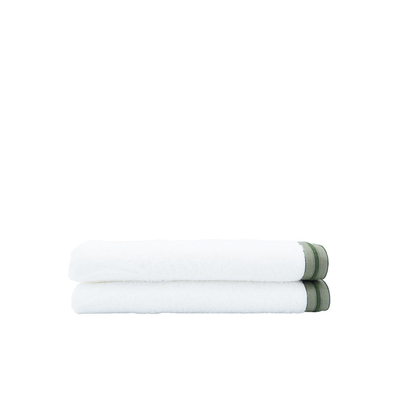 Guest Towels With Green Borders, Set of 2