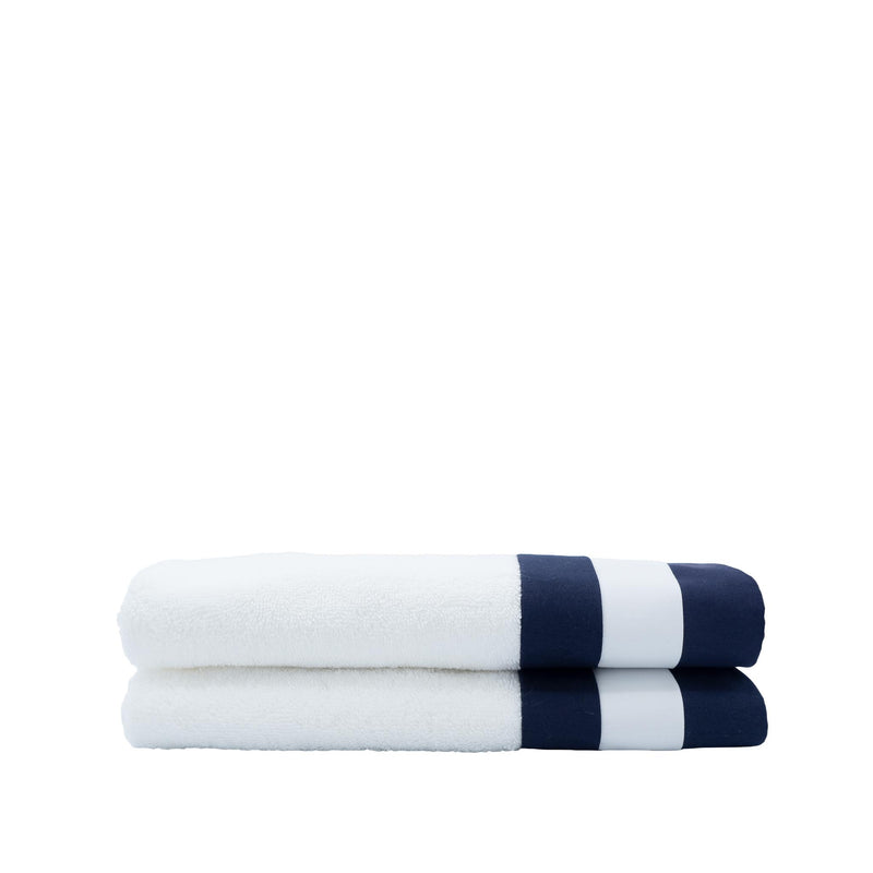 Guest Towels With Navy Borders, Set of 2