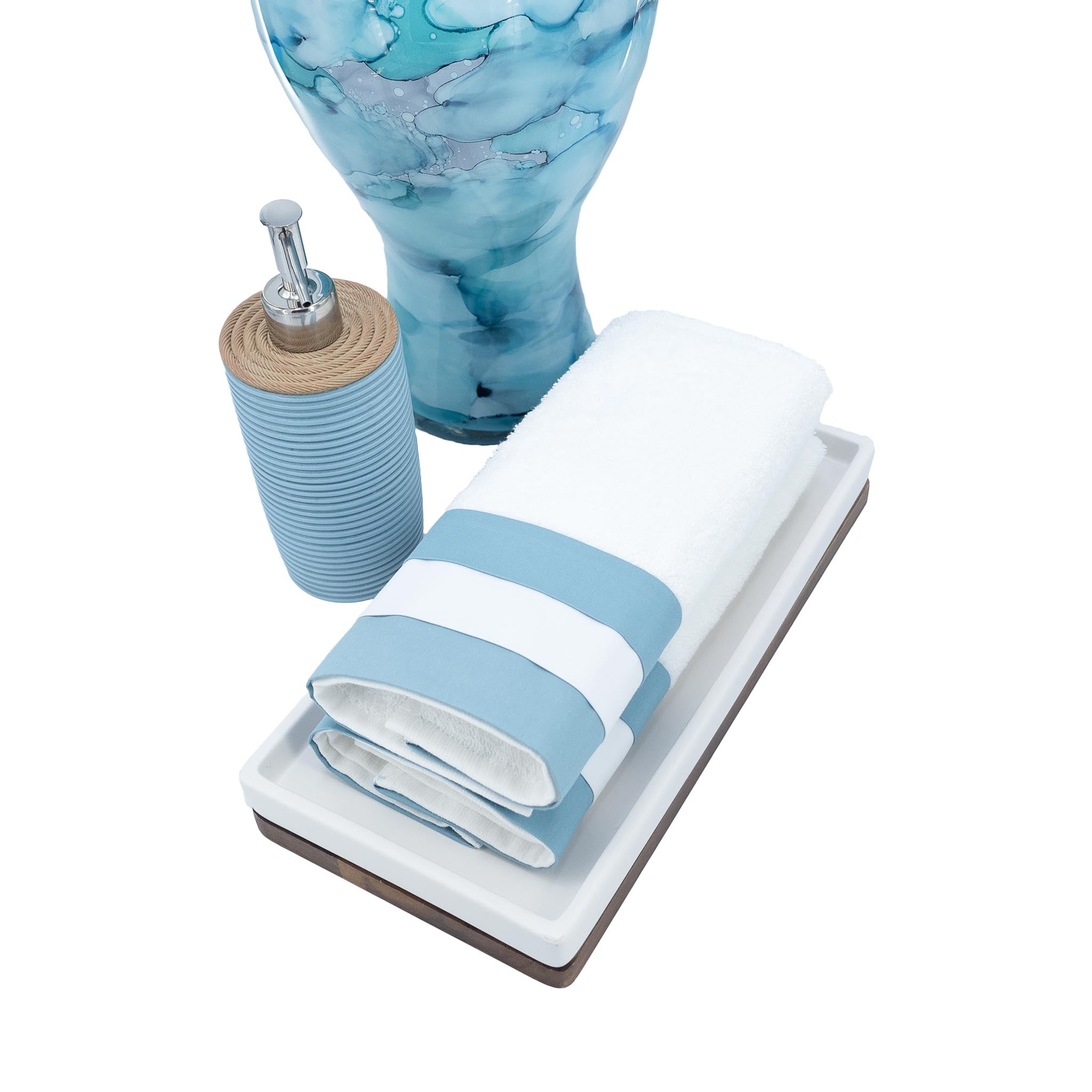 Guest Towels With Turquoise Borders Set of 2