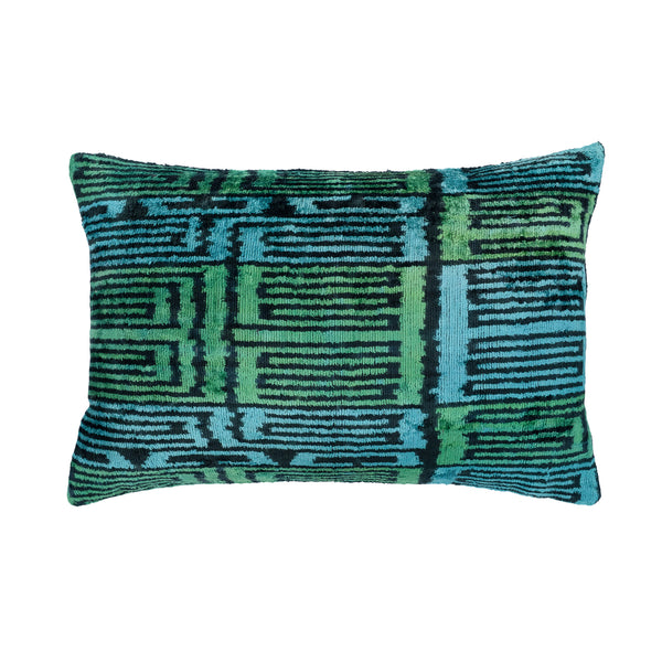 Highlands Silk Velvet Ikat Pillow, 16" X 24" Case Only