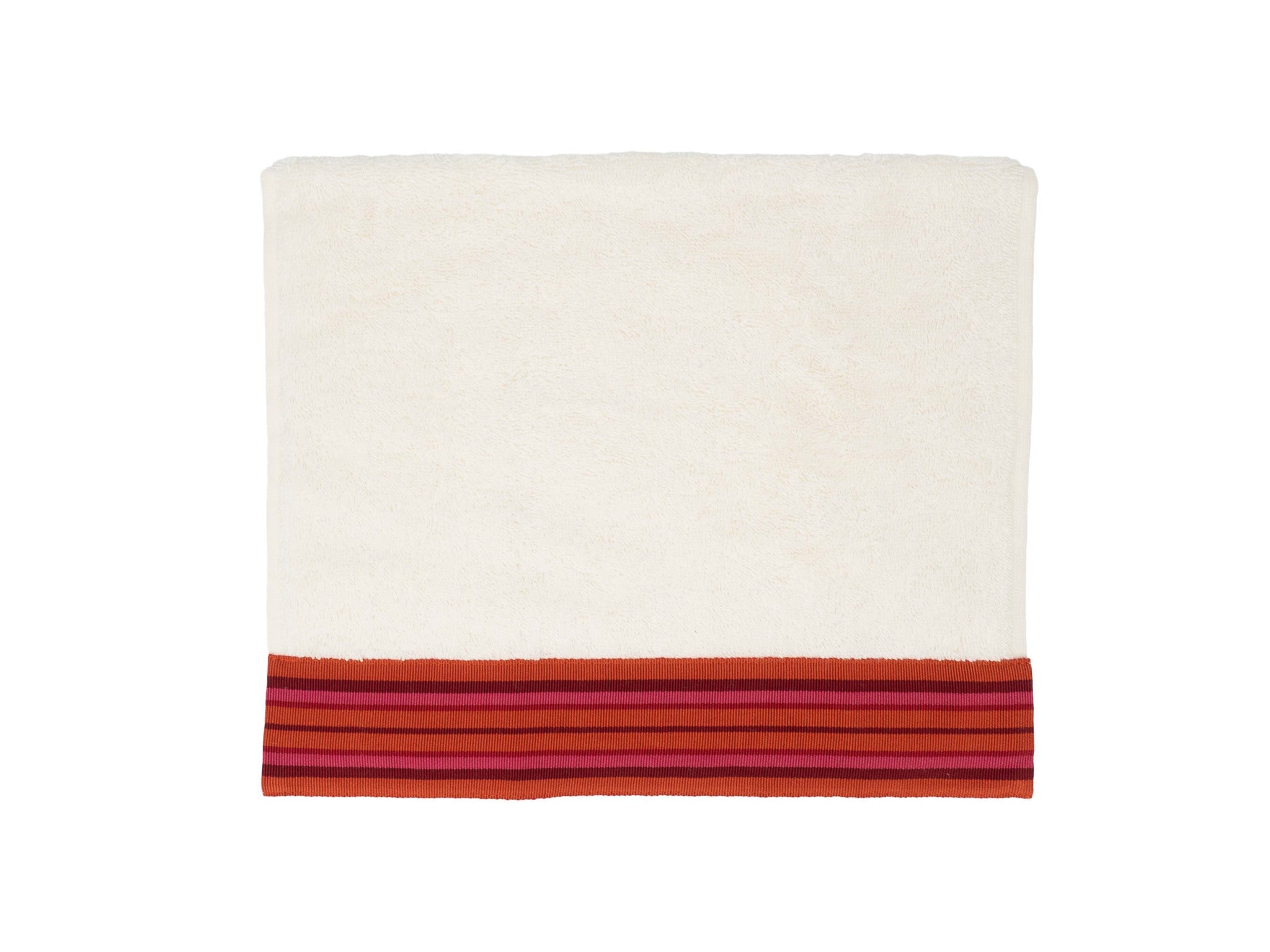 Ivory Guest Towels With Red Borders, Set of 2
