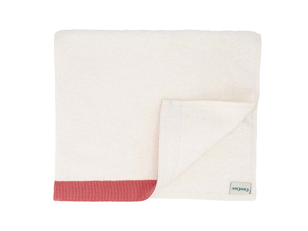 Ivory Guest Towels With Red Stripes, Set of 2