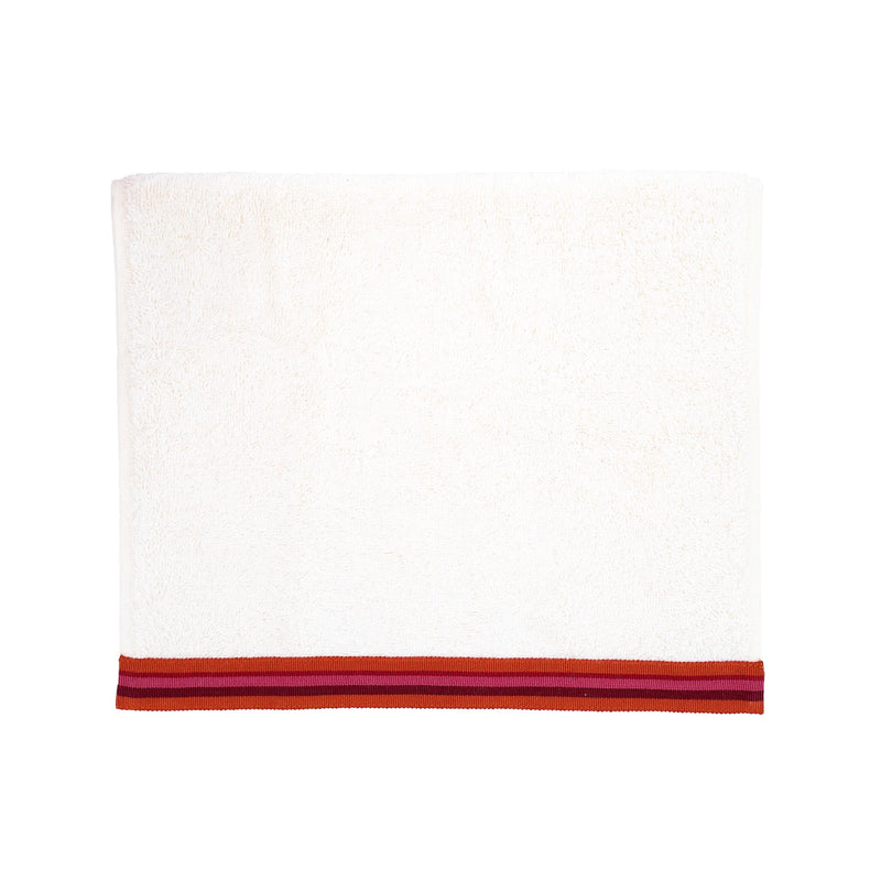 Ivory Guest Towels With Red Stripes Set of 2