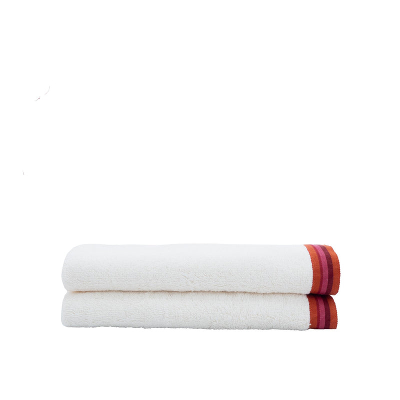 Ivory Guest Towels With Red Stripes Set of 2