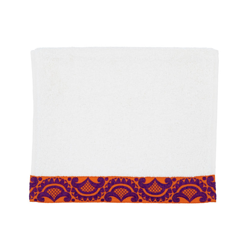 Ivory Guest Towels With Floral Borders, Set of 2