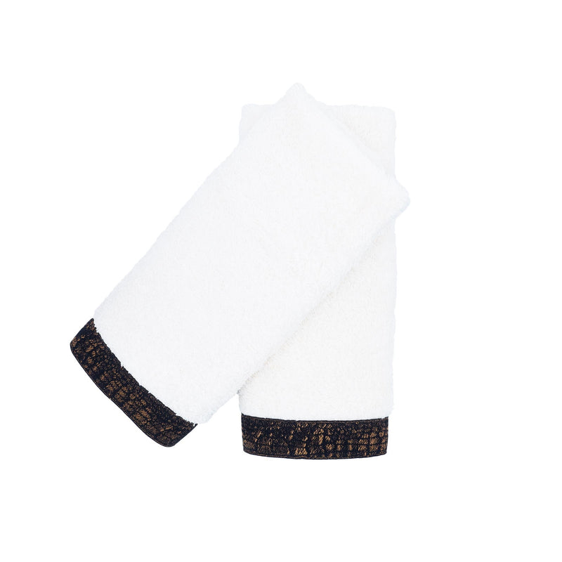 Ivory Guest Towels With French Borders, Set of 2