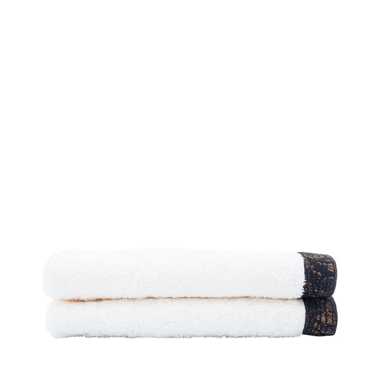Ivory Guest Towels With French Borders, Set of 2