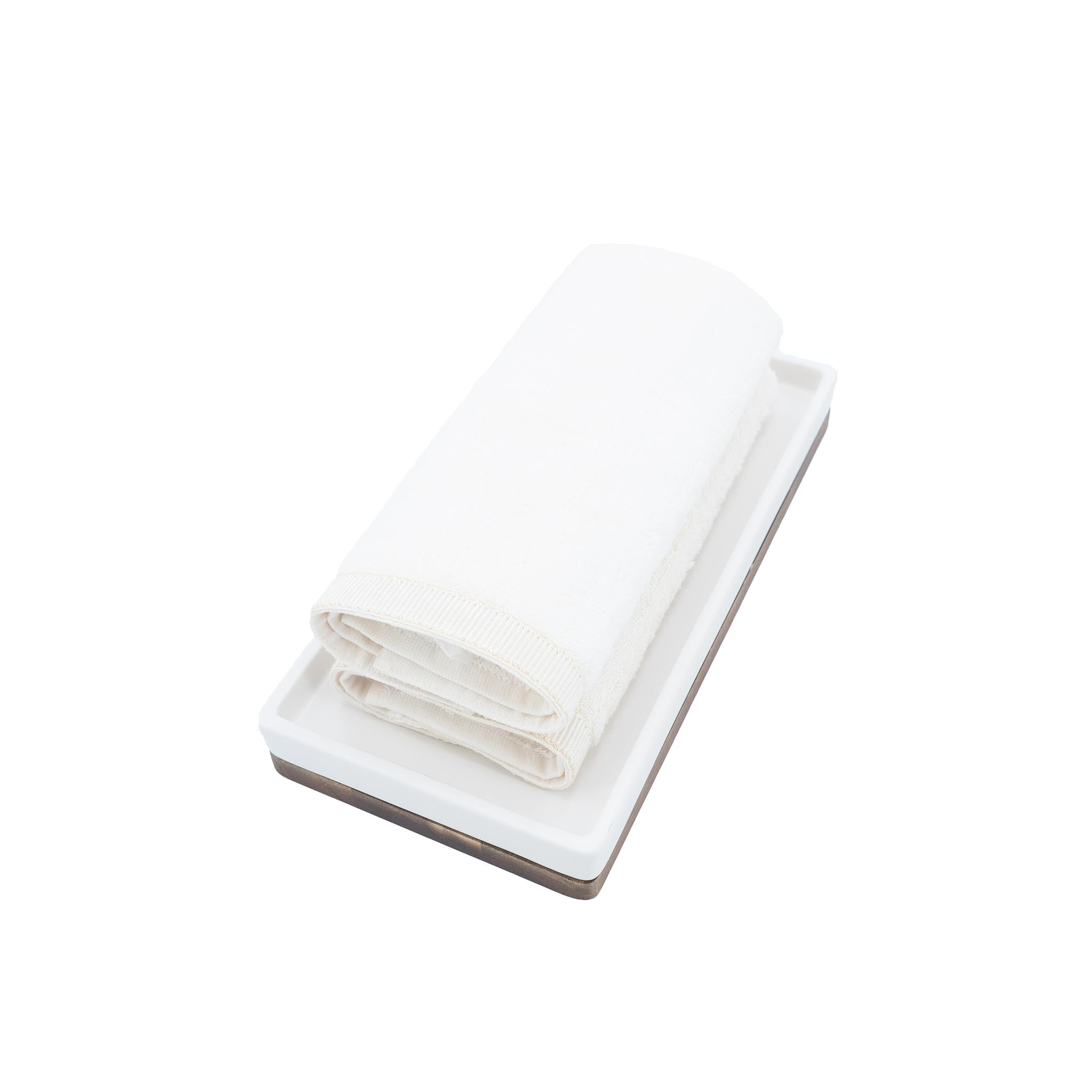 Ivory Guest Towels With Striped Borders Set of 2