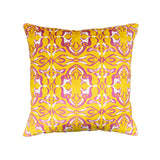 Kaleidoscope Jaune Silk Velvet Ikat Pillow, 20" X 20"