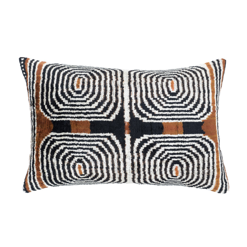Labyrinth Silk Velvet Ikat Throw Pillow