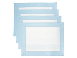 Linen Placemats With Baby Blue Borders, Set of 4