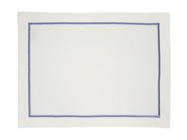 Linen Placemats With Blue Borders, Set of 4