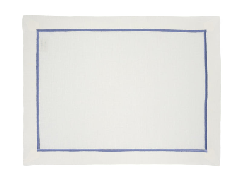 Linen Placemats With Blue Borders, Set of 4