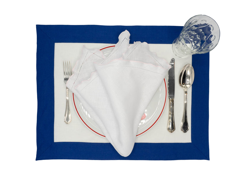 Linen Placemats With Navy Borders, Set of 4