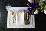 Linen Placemats With Yellow Borders, Set of 4