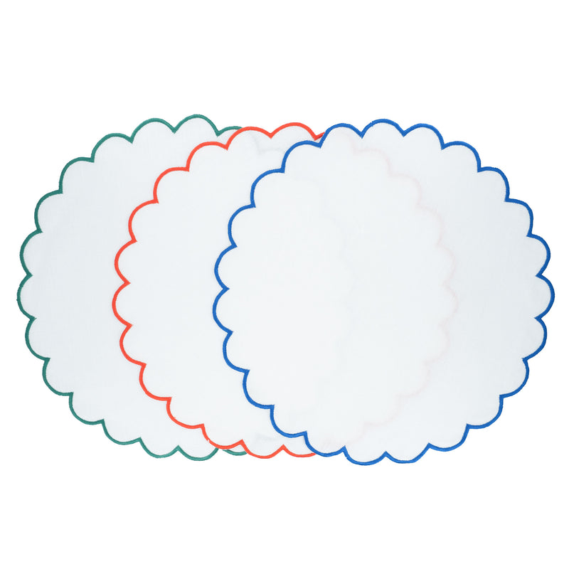 Swiss Dot Linen Placemats - Set of 4, 14 x 19 inch - Multiple Colors