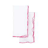 Linen Napkins With Pink Ruffled Hemstitch Edges, Set of 4