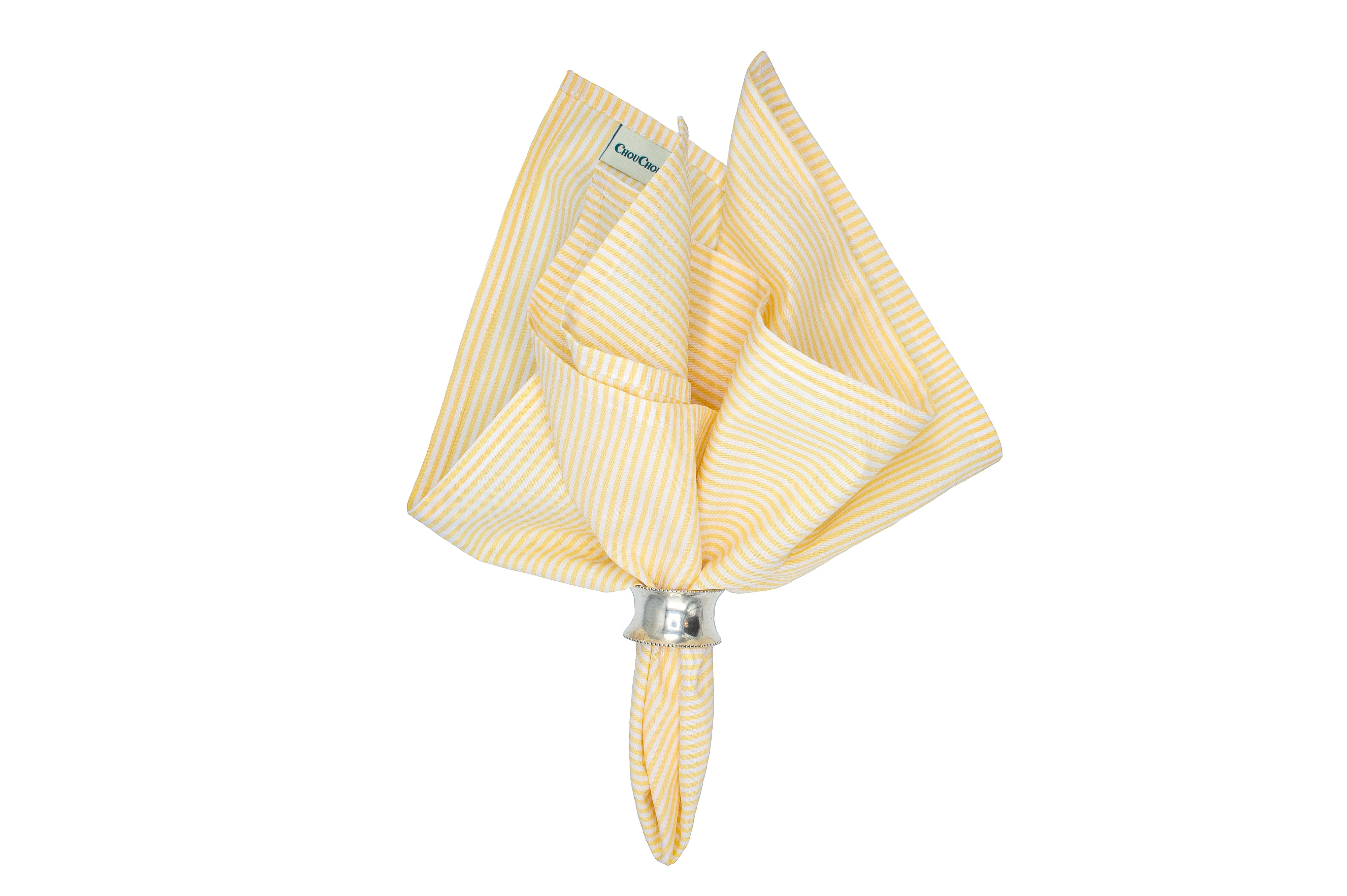 Premium striped napkins measuring 21x21 inches, ideal for adding a touch of elegance to your dining decor.